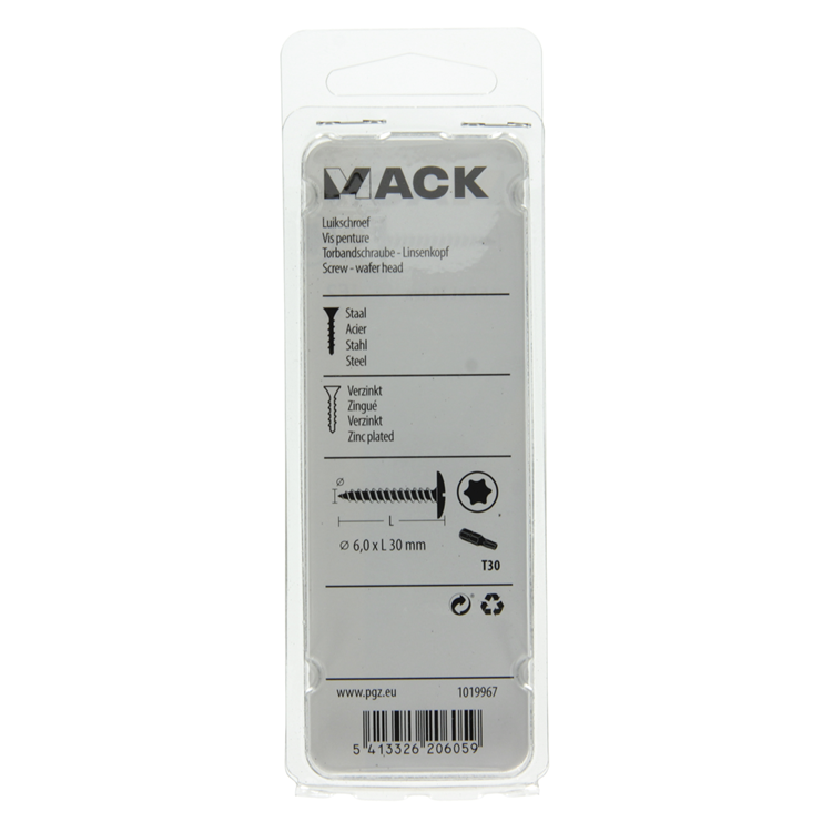 Mack 1019967 - Lukenschraube schwarz 6,0 x 30 mm 9 Stück | 5 Stück