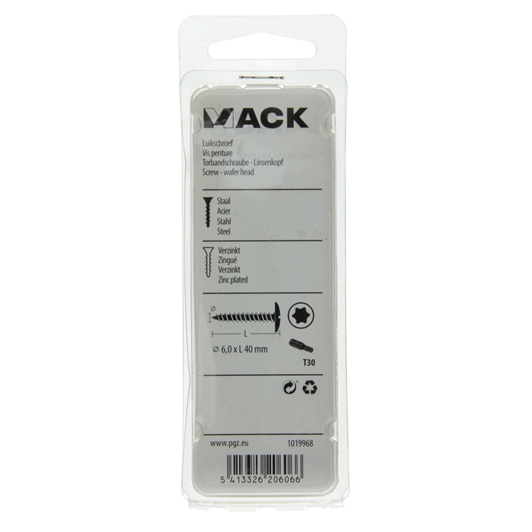 Mack 1019968 - Lukenschraube schwarz 6,0 x 40 mm 8 Stück | 5 Stück