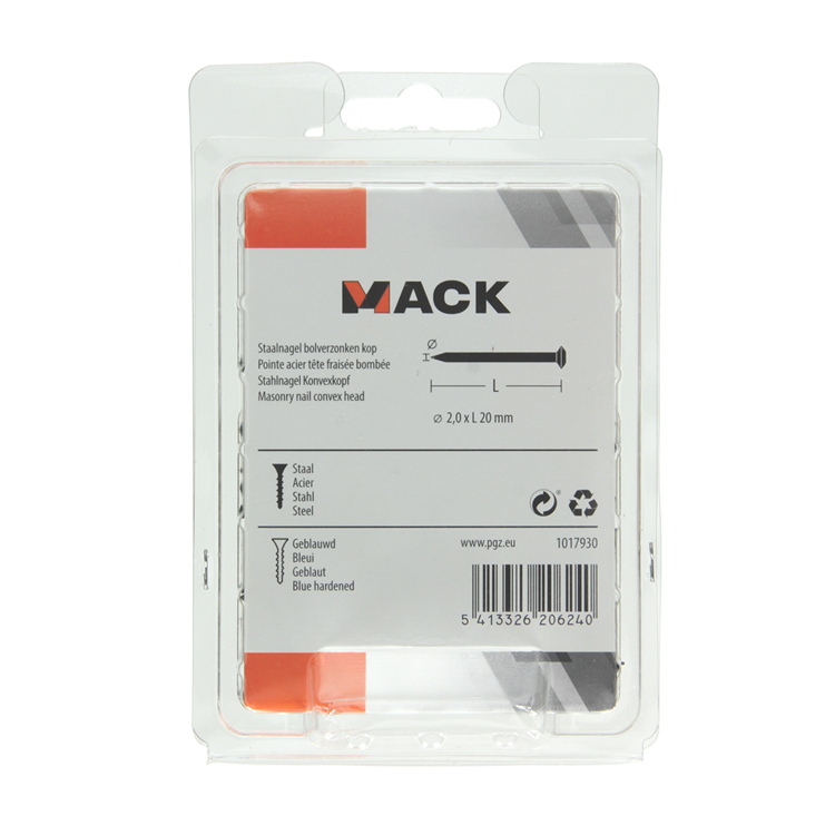 Mack 1017930 - Stahlnagel BVK Stahl gebläut 150 gr 2,0 x 20 mm | 5 Stück