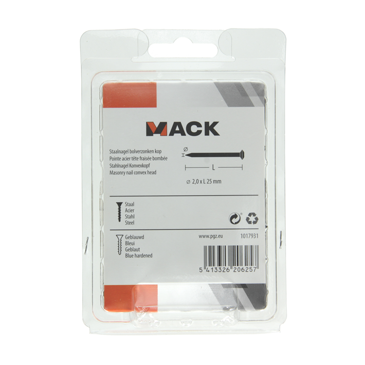 Mack 1017931 - Stahlnagel BVK Stahl gebläut 150 gr 2,0 x 25 mm | 5 Stück