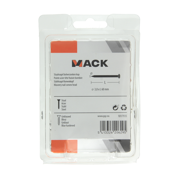 Mack 1017935 - Stahlnagel BVK Stahl gebläut 200 gr 3,0 x 60 mm | 5 Stück