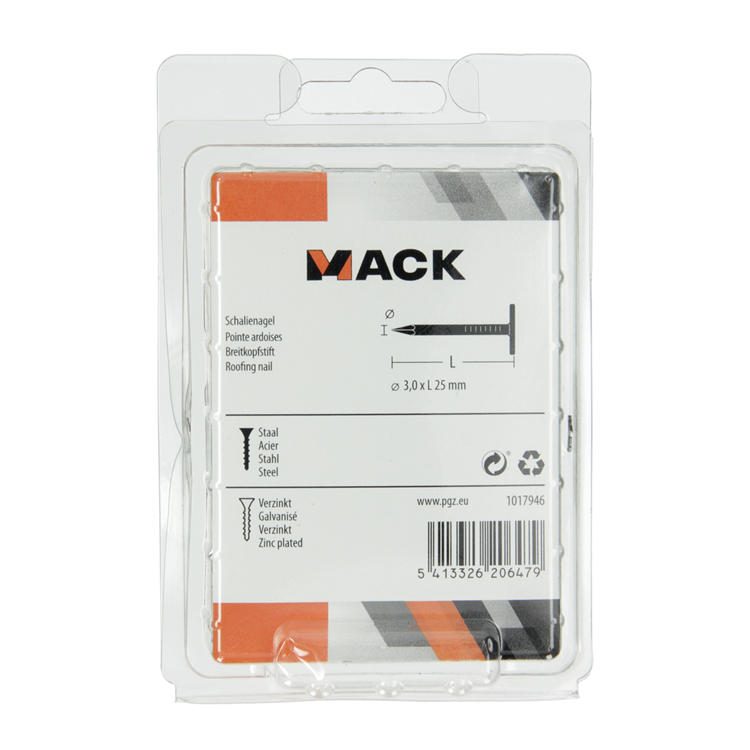 Mack 1017946 – Schiefernagel Stahl verzinkt 250 gr 3,0 x 25 mm | 5 Stück
