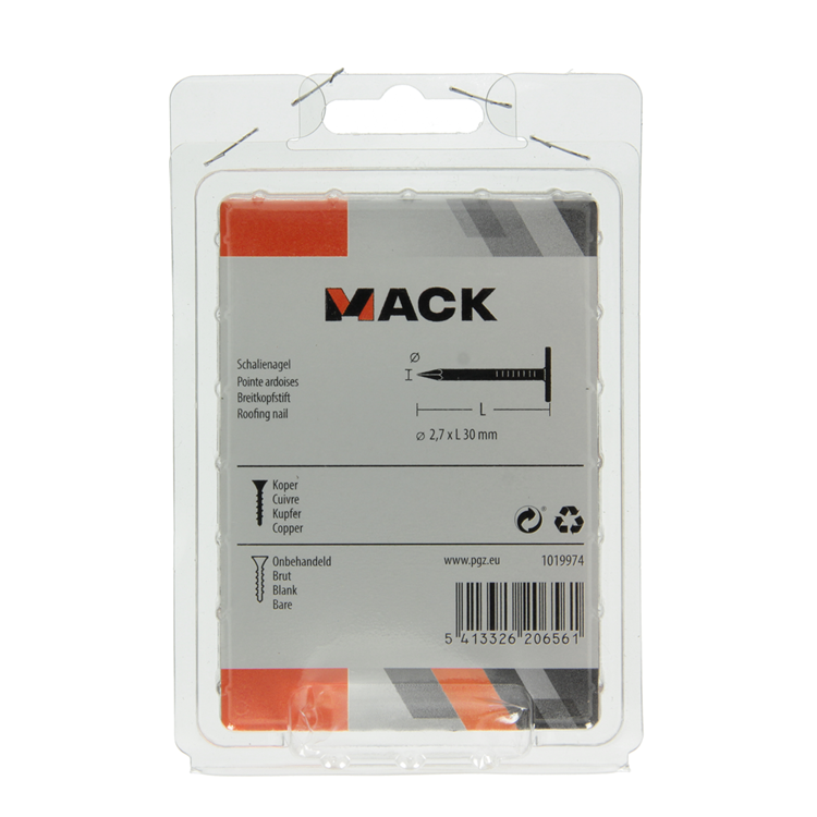 Mack 1019974 - Schiefernagel Kupfer 180 gr 2,7 x 30 mm | 5 Stück