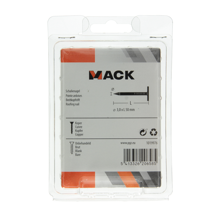 Mack 1019976 – Schiefernagel Kupfer 180 gr 3,0 x 50 mm | 5 Stück
