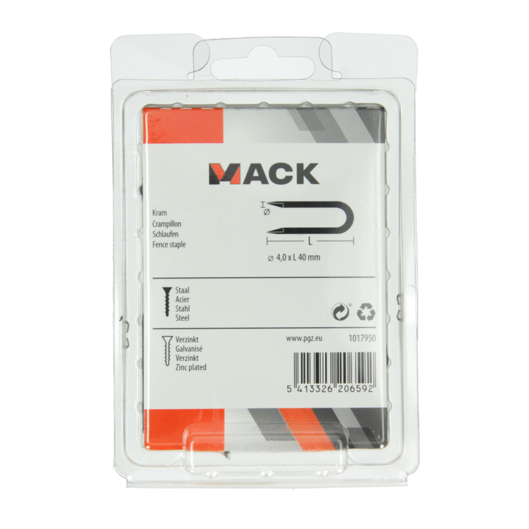 Mack 1017950 – Klammerstahl verzinkt 250 gr 4,0 x 40 mm | 5 Stück