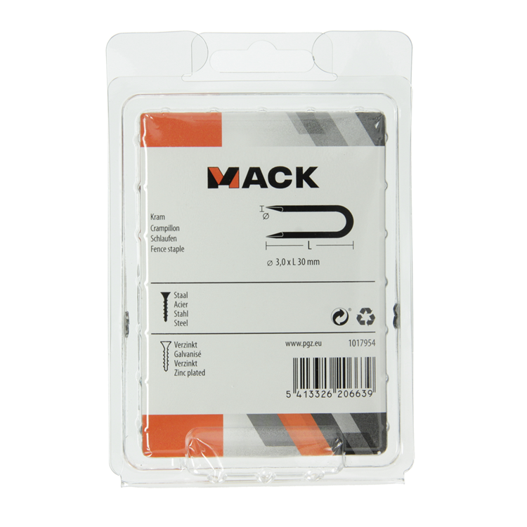 Mack 1017954 – Klammerstahl verzinkt 250 gr 3,0 x 30 mm | 5 Stück