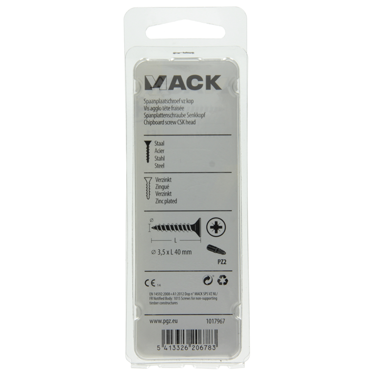 Mack 1017967 – Spanplattenschraube mit Kopf gelb beschichtet. 55 Stück 3,5 x 40 mm | 5 Stück