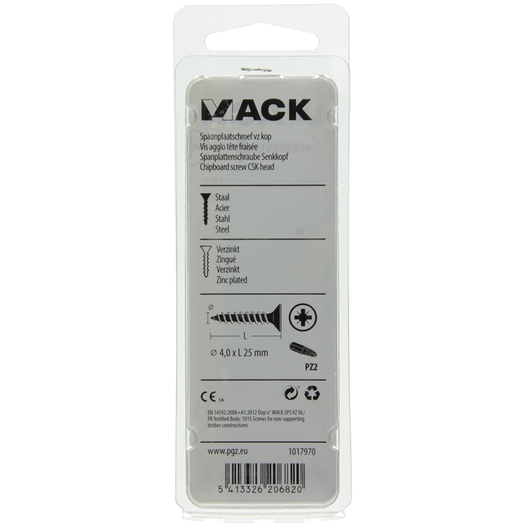 Mack 1017970 – Spanplattenschraube mit Kopf gelb beschichtet. 70 Stück 4,0 x 25 mm | 5 Stück