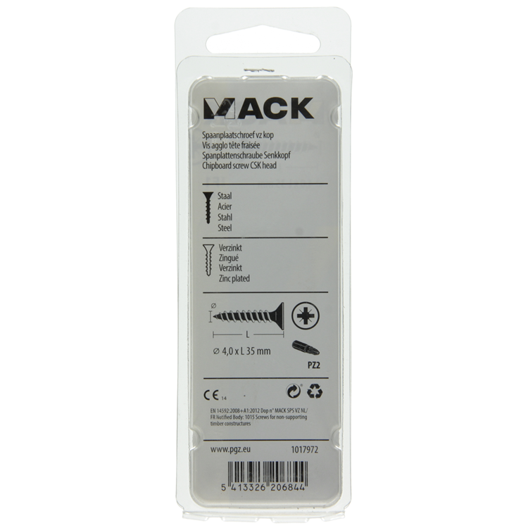 Mack 1017972 – Spanplattenschraube mit Kopf gelb beschichtet. 50 Stück 4,0 x 35 mm | 5 Stück
