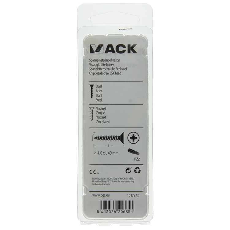 Mack 1017973 – Spanplattenschraube mit Kopf gelb beschichtet. 40 Stück 4,0 x 40 mm | 5 Stück