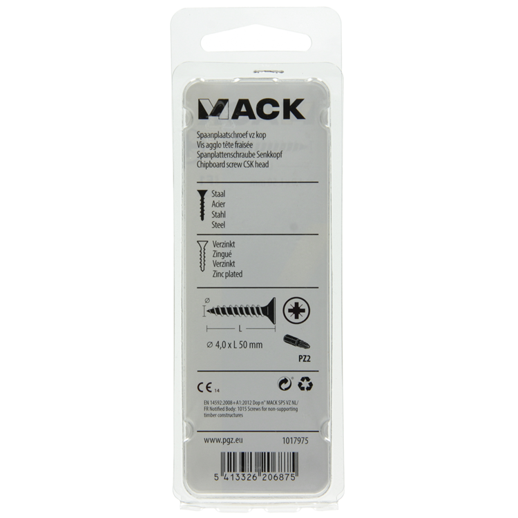 Mack 1017975 – Spanplattenschraube mit Kopf gelb beschichtet. 35 Stück 4,0 x 50 mm | 5 Stück