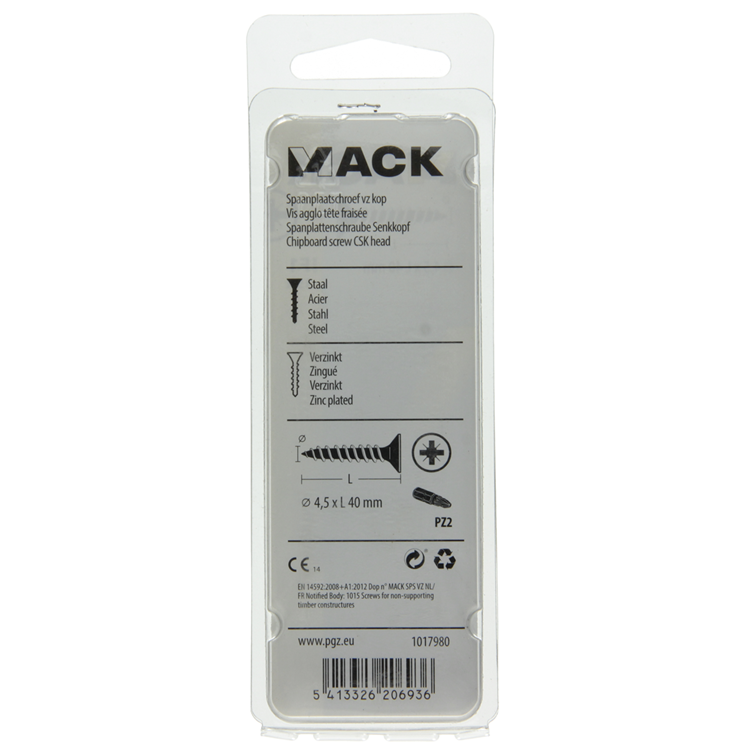 Mack 1017980 – Spanplattenschraube mit Kopf gelb beschichtet. 35 Stück 4,5 x 40 mm | 5 Stück