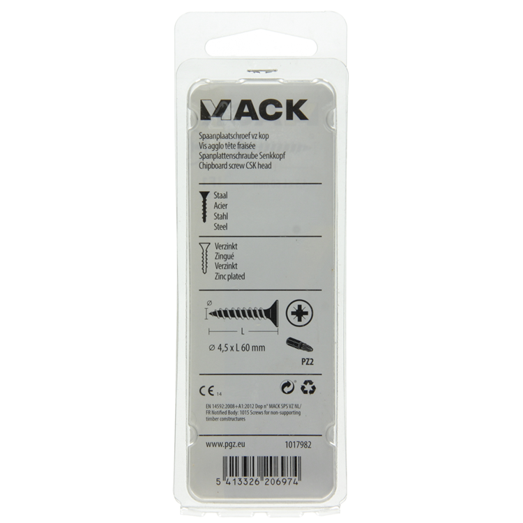 Mack 1017982 – Spanplattenschraube mit Kopf gelb beschichtet. 25 Stück 4,5 x 60 mm | 5 Stück