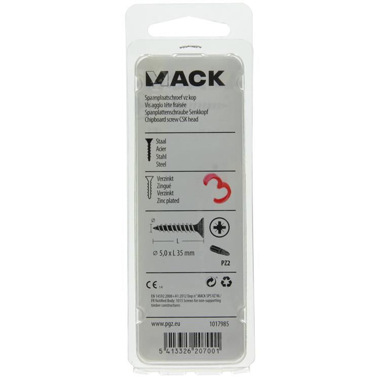 Mack 1017985 – Spanplattenschraube mit Kopf gelb beschichtet. 35 Stück 5,0 x 35 mm | 5 Stück