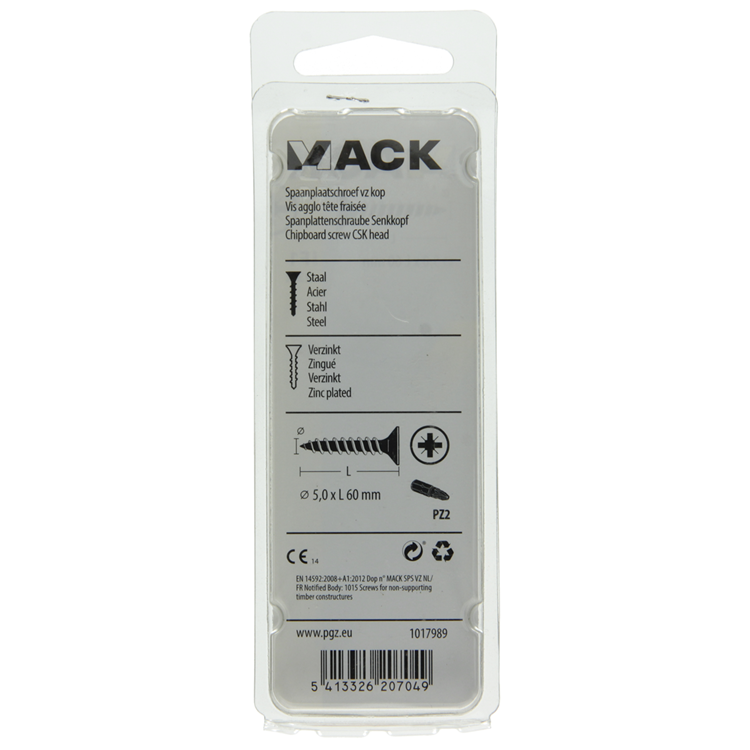 Mack 1017989 – Spanplattenschraube mit Kopf gelb beschichtet. 23 Stück 5,0 x 60 mm | 5 Stück