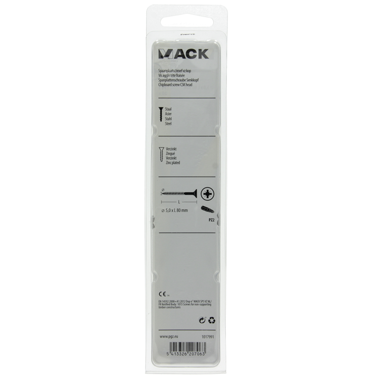 Mack 1017991 - chipboard screw with head yellow plated. 20 Stück 5,0 x 80 mm | 5 Stück