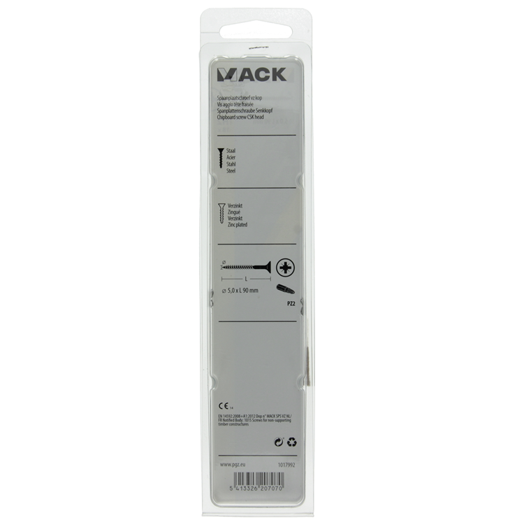 Mack 1017992 – Spanplattenschraube mit Kopf gelb beschichtet. 18 Stück 5,0 x 90 mm | 5 Stück
