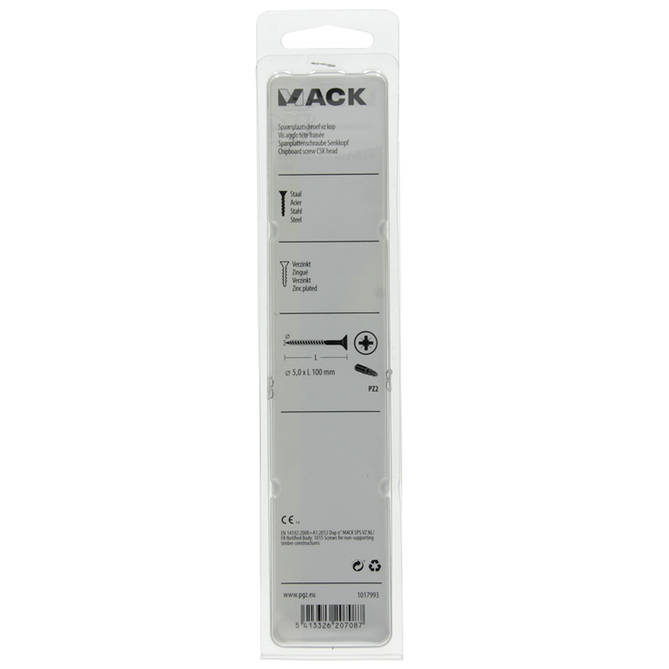 Mack 1017993 – Spanplattenschraube mit Kopf gelb beschichtet. 16 Stück 5,0 x 100 mm | 5 Stück
