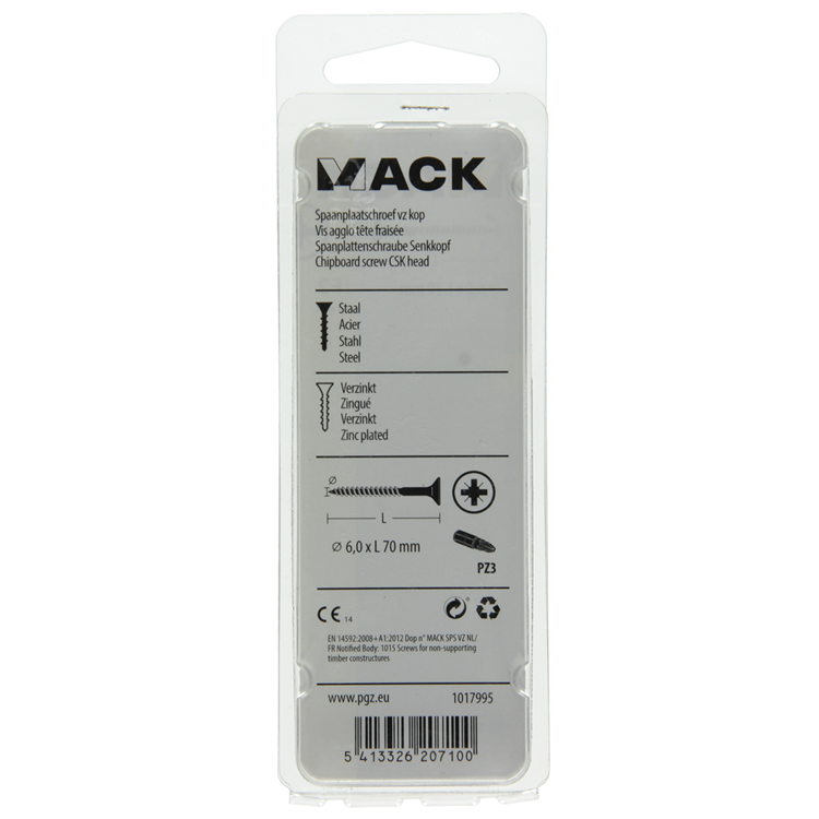 Mack 1017995 – Spanplattenschraube mit Kopf gelb beschichtet. 12 Stück 6,0 x 70 mm | 5 Stück