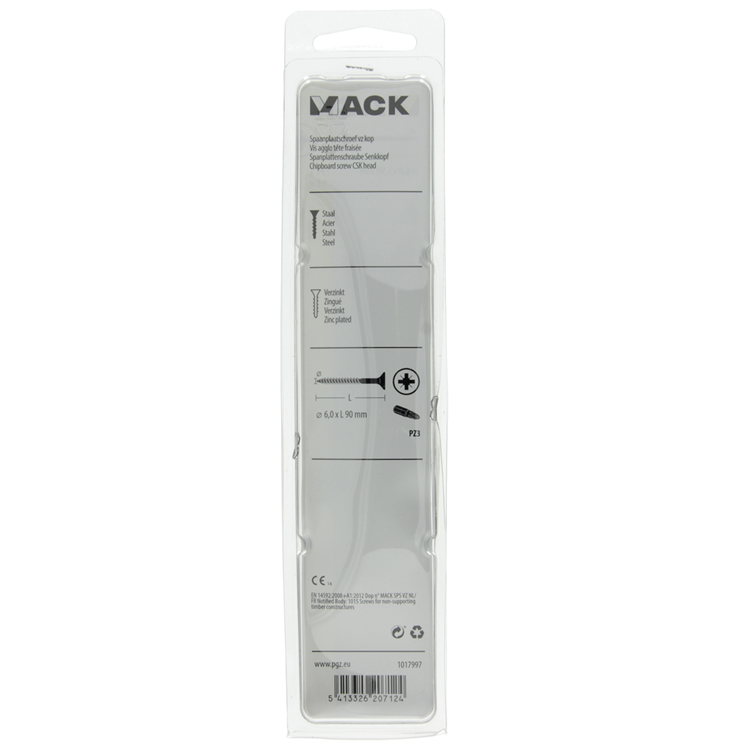 Mack 1017997 – Spanplattenschraube mit Kopf gelb beschichtet. 16 Stück 6,0 x 90 mm | 5 Stück
