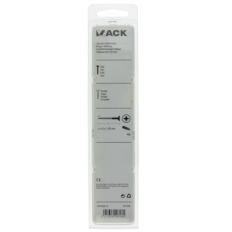 Mack 1017998 – Spanplattenschraube mit Kopf gelb beschichtet. 14 Stück 6,0 x 100 mm | 5 Stück