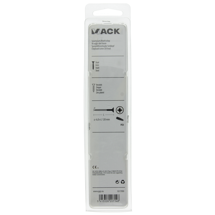Mack 1017999 – Spanplattenschraube mit Kopf gelb beschichtet. 12 Stück 6,0 x 120 mm | 5 Stück