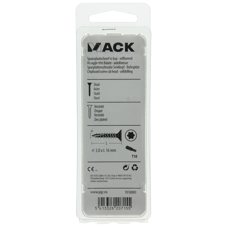 Mack 1018000 - Chip-Schraubendreherkopf zur Selbstmontage, gelb, 200 Stück, 3,0 x 16 mm | 5 Stück