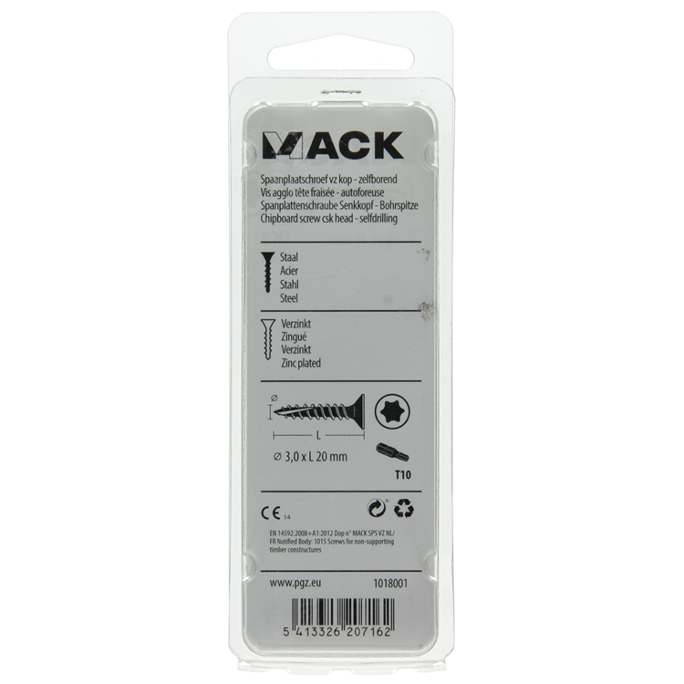Mack 1018001 - Spanschraubenkopf zur Selbstmontage, gelb plattiert, 175 Stück, 3,0 x 20 mm | 5 Stück