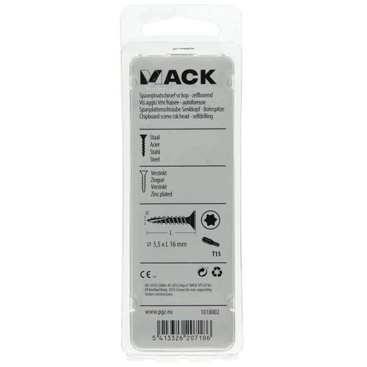 Mack 1018002 - Chip-Schraubendreherkopf zur Selbstmontage, gelb plattiert, 165 Stück, 3,5 x 16 mm | 5 Stück