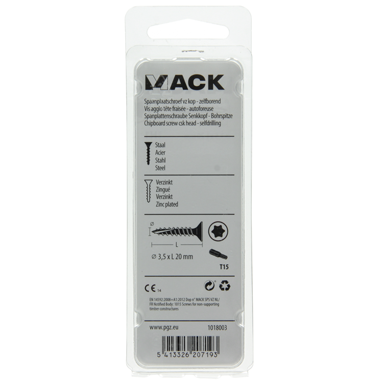 Mack 1018003 - spanienplschr.vzkop-selbstmontage gelb sat.100 Stück 3,5 x 20 mm | 5 Stück