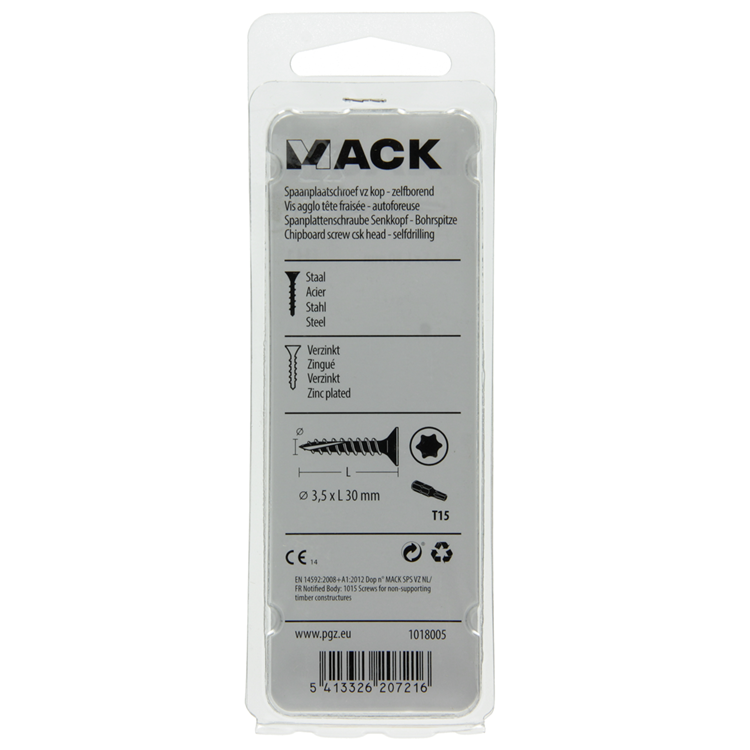 Mack 1018005 - spanienplschr.vzkop-selbstmontage gelb plattiert 75 Stück 3,5 x 30 mm | 5 Stück
