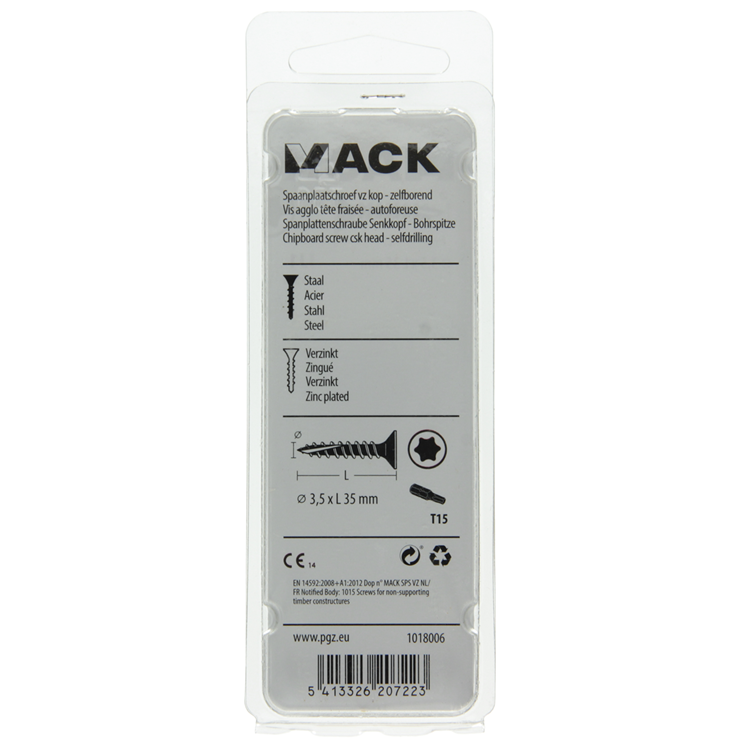 Mack 1018006 - spanienplschr.vzkop-selbstmontage gelb plattiert 65 Stück 3,5 x 35 mm | 5 Stück