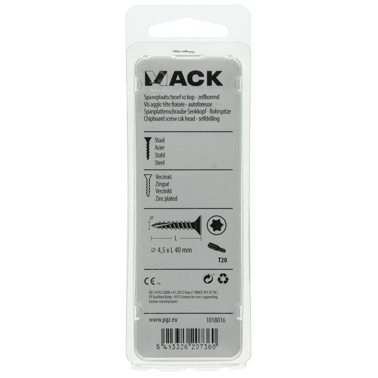 Mack 1018016 - spanienplschr.vzkop-selbstmontage gelb plattiert 35 Stück 4,5 x 40 mm | 5 Stück