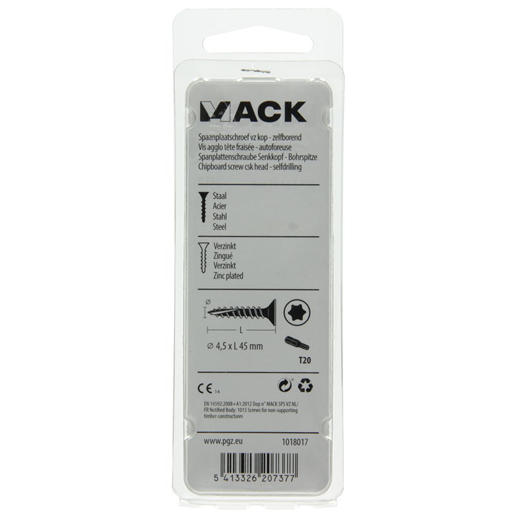 Mack 1018017 - spanienplschr.vzkop-selbstmontage gelb plattiert 30 Stück 4,5 x 45 mm | 5 Stück