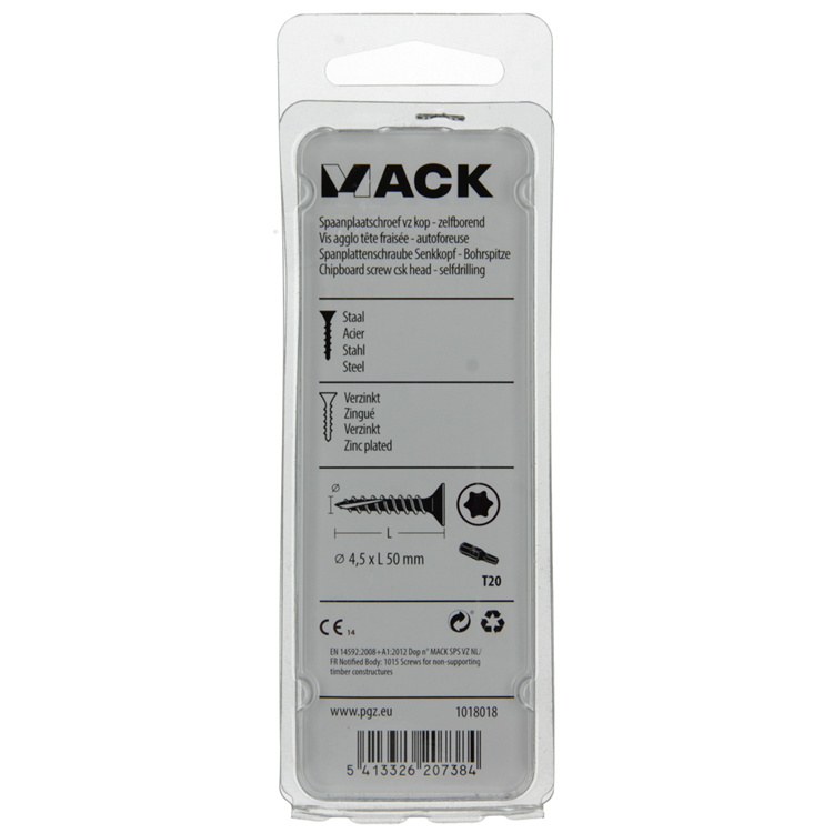 Mack 1018018 - spanienplschr.vzkop-selbstmontage gelb plattiert 28 Stück 4,5 x 50 mm | 5 Stück