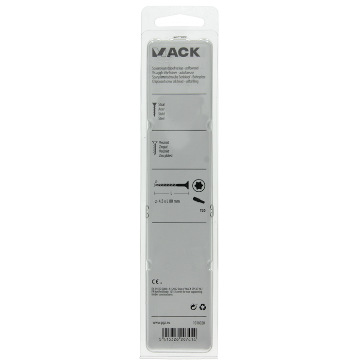 Mack 1018020 - spanplschr.vzkop-selbstmontage gelb plattiert 20 Stück 4,5 x 80 mm | 5 Stück