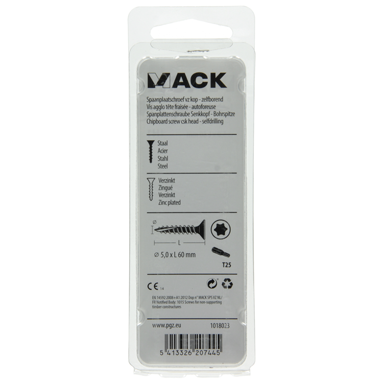 Mack 1018023 - spanienplschr.vzkop-selbstmontage gelb plattiert 20 Stück 5,0 x 60 mm | 5 Stück