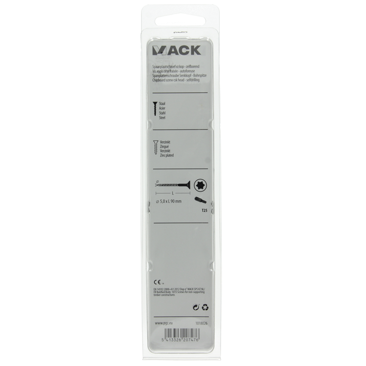 Mack 1018026 - spanienplschr.vzkop-selbstmontage gelb plattiert 18 Stück 5,0 x 90 mm | 5 Stück