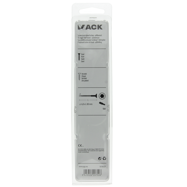 Mack 1018028 - spanienplschr.vzkop-selbstmontage gelb plattiert 18 Stück 6,0 x 80 mm | 5 Stück