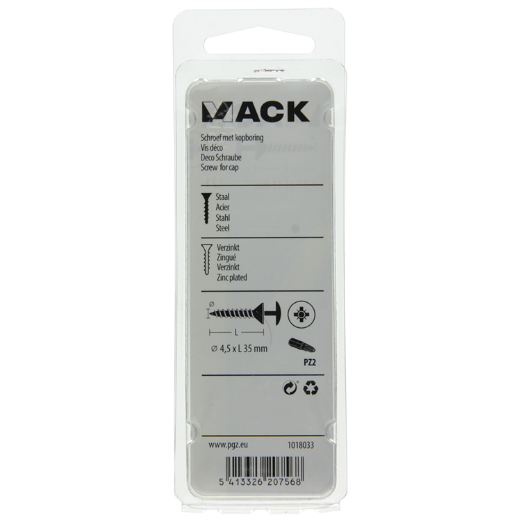 Mack 1018033 - Schraube mit Kopfbohrung, verzinkter Stahl. 35 Stück 4,5 x 35 mm | 5 Stück