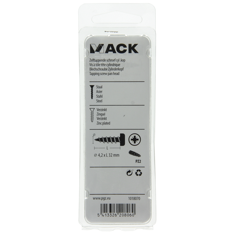 Mack 1018070 - Blechschraube Zylinderkopf verzinkt 35 Stück 4,2 x 32 mm | 5 Stück