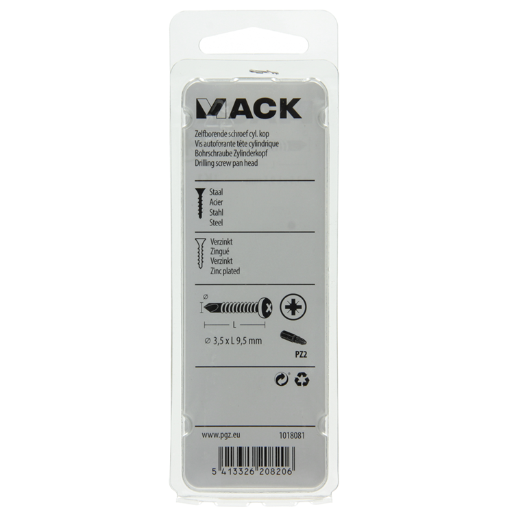 Mack 1018081 - Bohrschraube Zylinderkopf verzinkt 120 Stück 3,5 x 9,5 mm | 5 Stück
