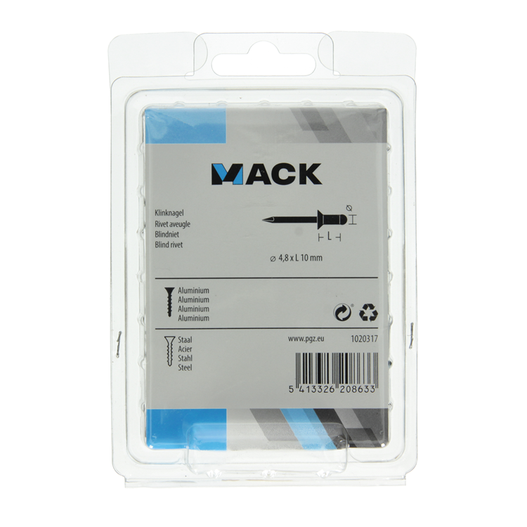 Mack 1020317 - 80 Blindklammern Aluminium 4,8x10mm | 5 Stück