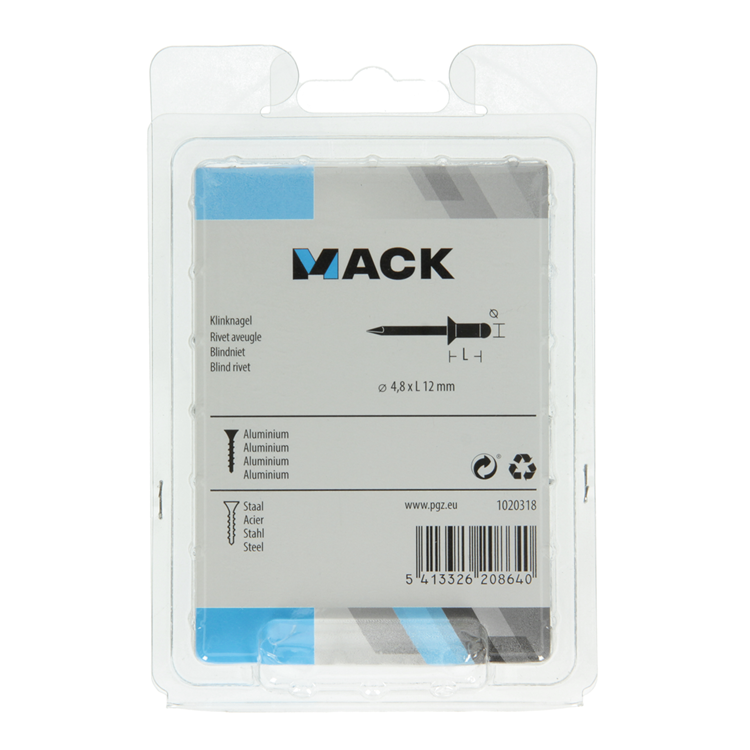 Mack 1020318 - 70 Blindklammern Aluminium 4,8x12mm | 5 Stück