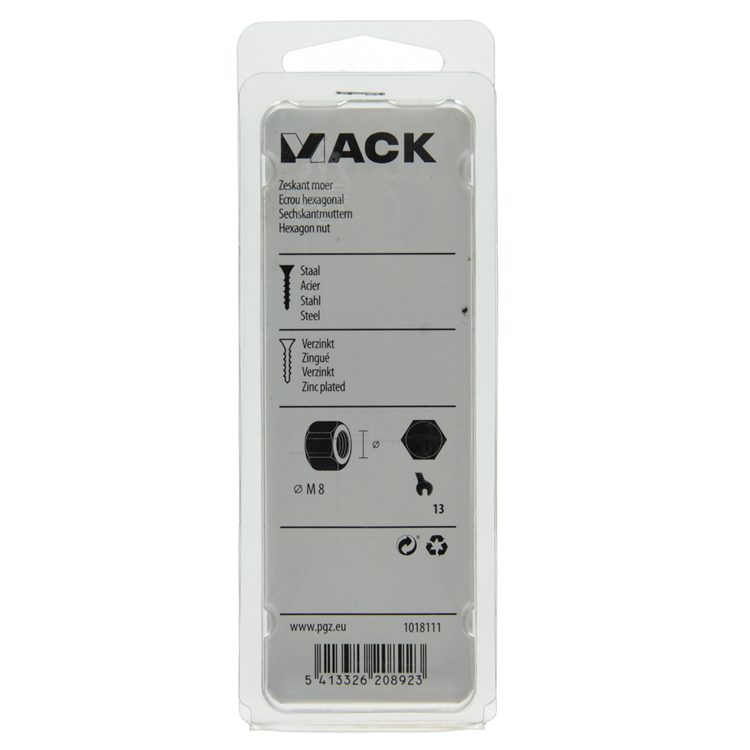 Mack 1018111 - Sechskantmutter Stahl verzinkt 45 Stk. M 8 | 5 Stück