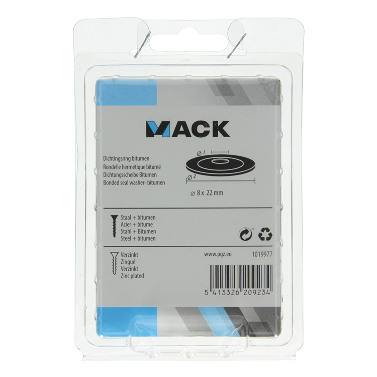 Mack 1019977 - Dichtring Bitumen verzinkt 60 Stück 8 x 22 mm | 5 Stück