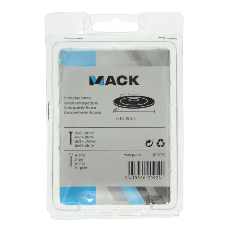 Mack 1019978 - Dichtring Bitumen verzinkt30 Stück 8 x 30 mm | 5 Stück