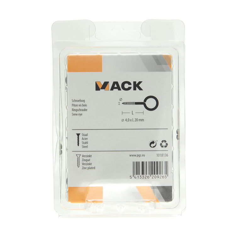 Mack 1018136 - Schraubenöse aus verzinktem Stahl, 40 Stück, 4,0 x 20 mm | 5 Stück