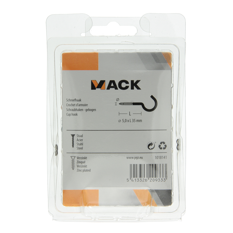 Mack 1018141 - Schraubhaken Stahl verzinkt 15 Stück 5,0 x 35 mm | 5 Stück