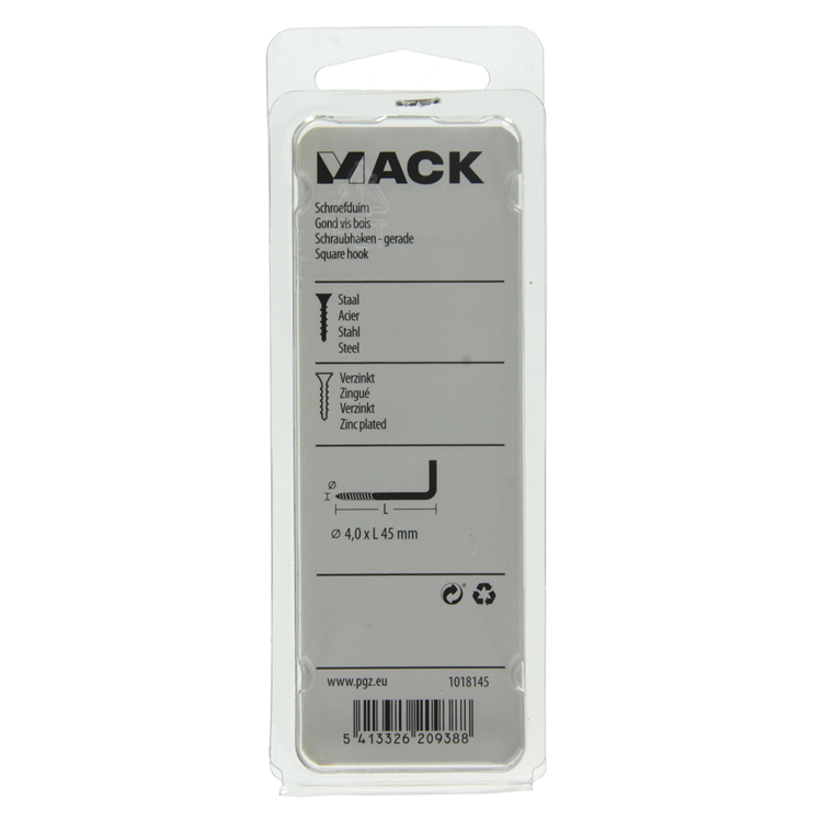 Mack 1018145 - Daumenschraube aus verzinktem Stahl, 26 Stück, 4,0 x 45 mm | 5 Stück